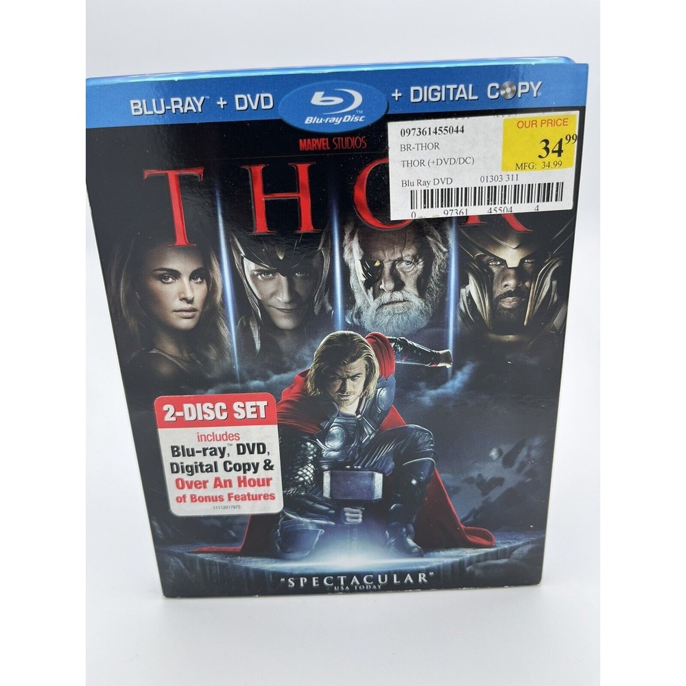 Thor (Blu-Ray/DVD/Digital, 2011) Marvel 2-Disc Set with Rare Slipcover Like New